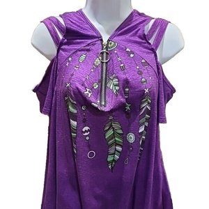 Aztec 3XL Purple 1/4 Zip Comfy Top For Women